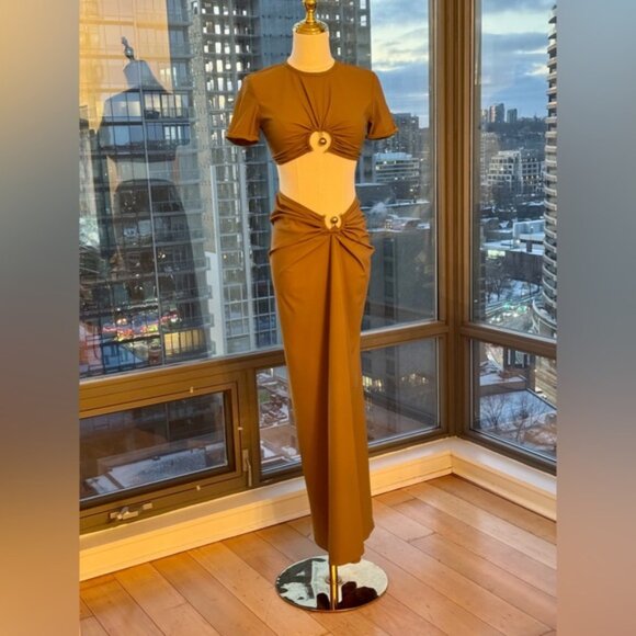 🆕 CHRISTOPHER ESBER 🧿 NWOT Orbit Embellished Crop Top & Maxi Skirt Set, Sz US4 - Picture 9 of 16